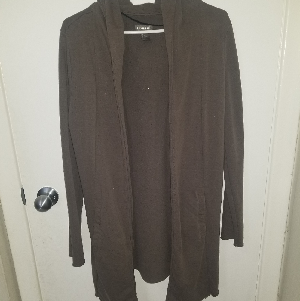 H&M Long Hoody Cardigan (Olive Green)